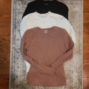 Pumiey Long Sleeve Double Lined Shirt Set - Black, White, Brown/Beige